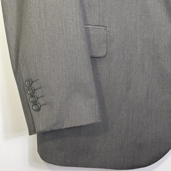 Lineage Men 2 Piece Gray Suit 46R Blazer Jacket Pants 40W Poly Rayon Purple Line - Picture 7 of 16